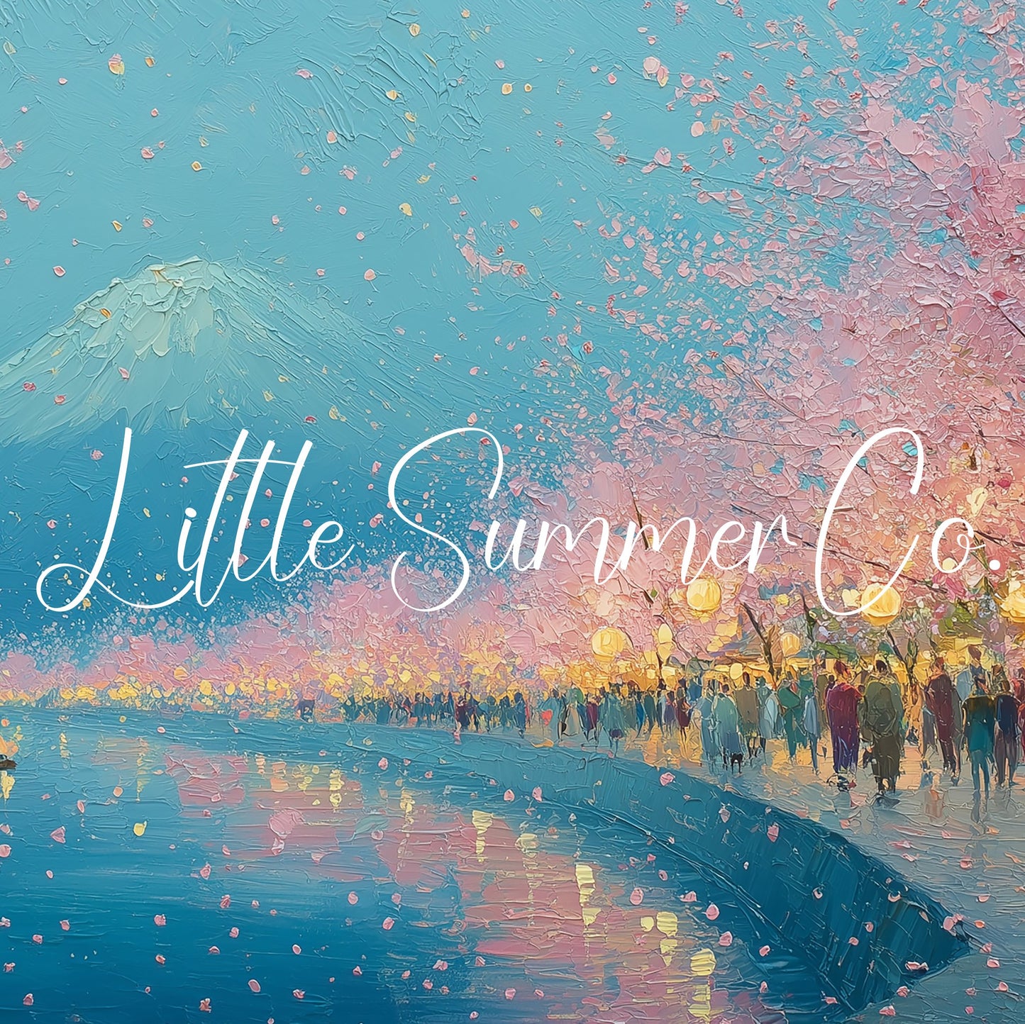 Cherry Blossom Lakeside Evening Frame TV Art displayed on a TV