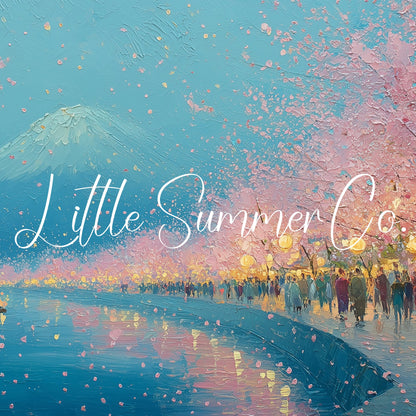 Cherry Blossom Lakeside Evening Frame TV Art displayed on a TV