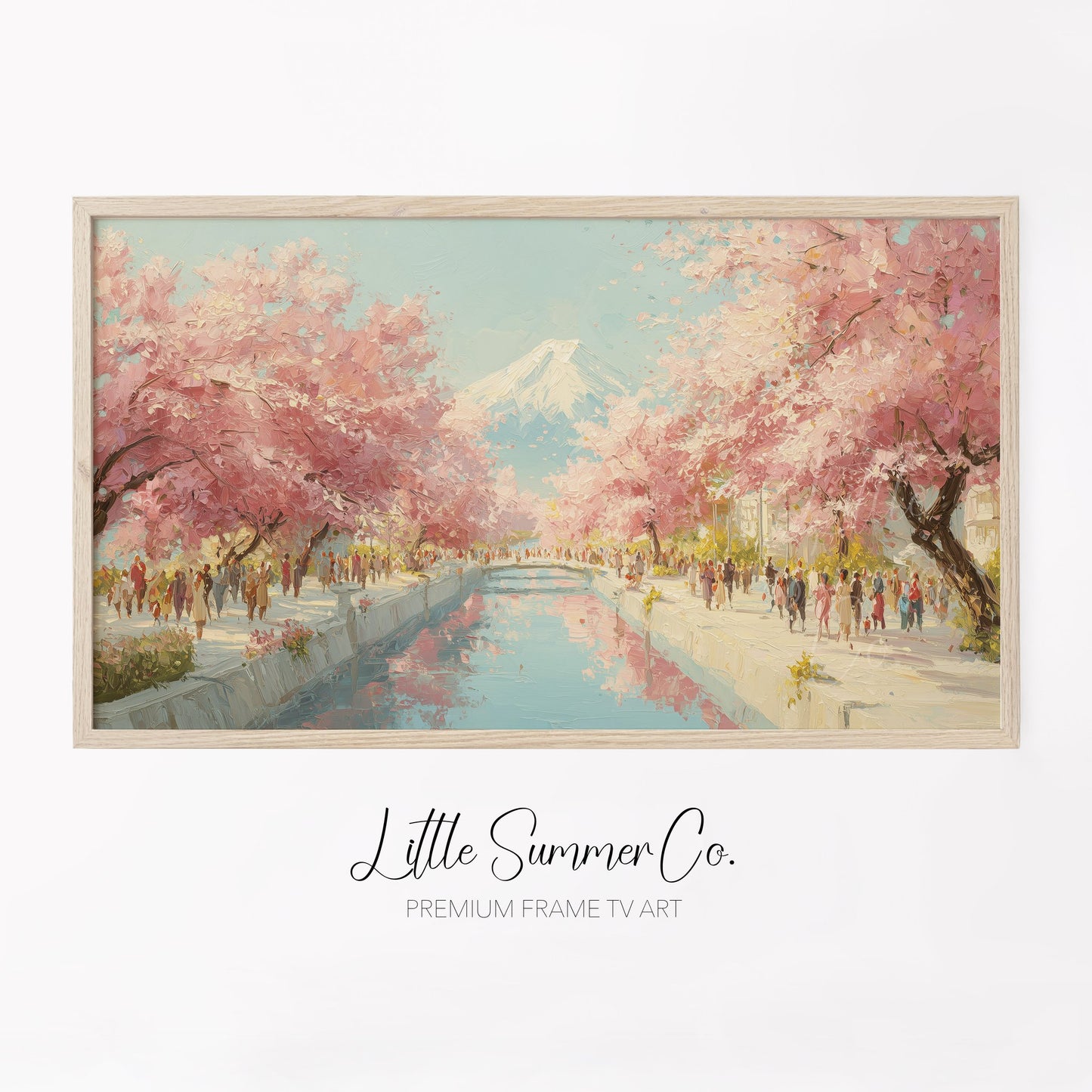 Cherry Blossom Canal Fuji Frame TV Art displayed on a TV