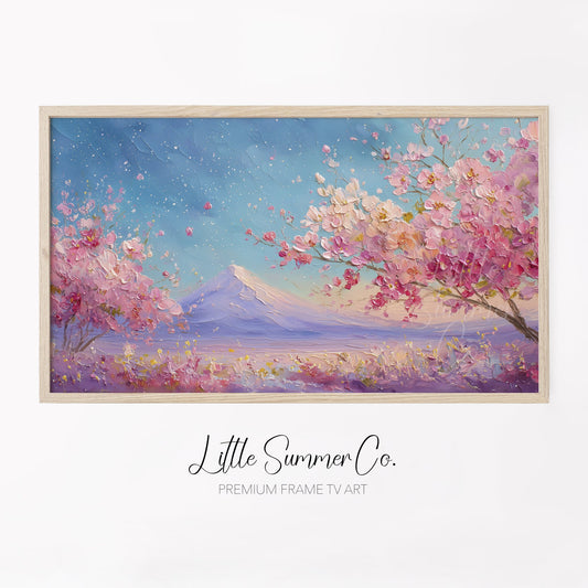 Cherry Blossom Fuji Spring Frame TV Art displayed on a TV