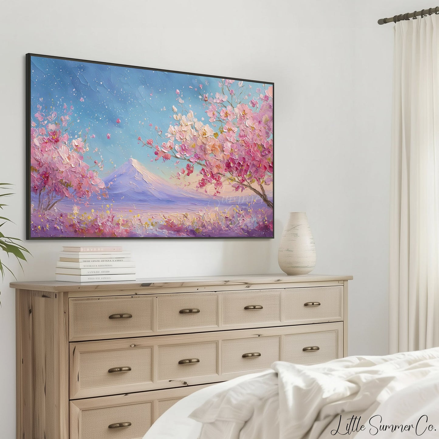 Cherry Blossom Fuji Spring Frame TV Art displayed on a TV
