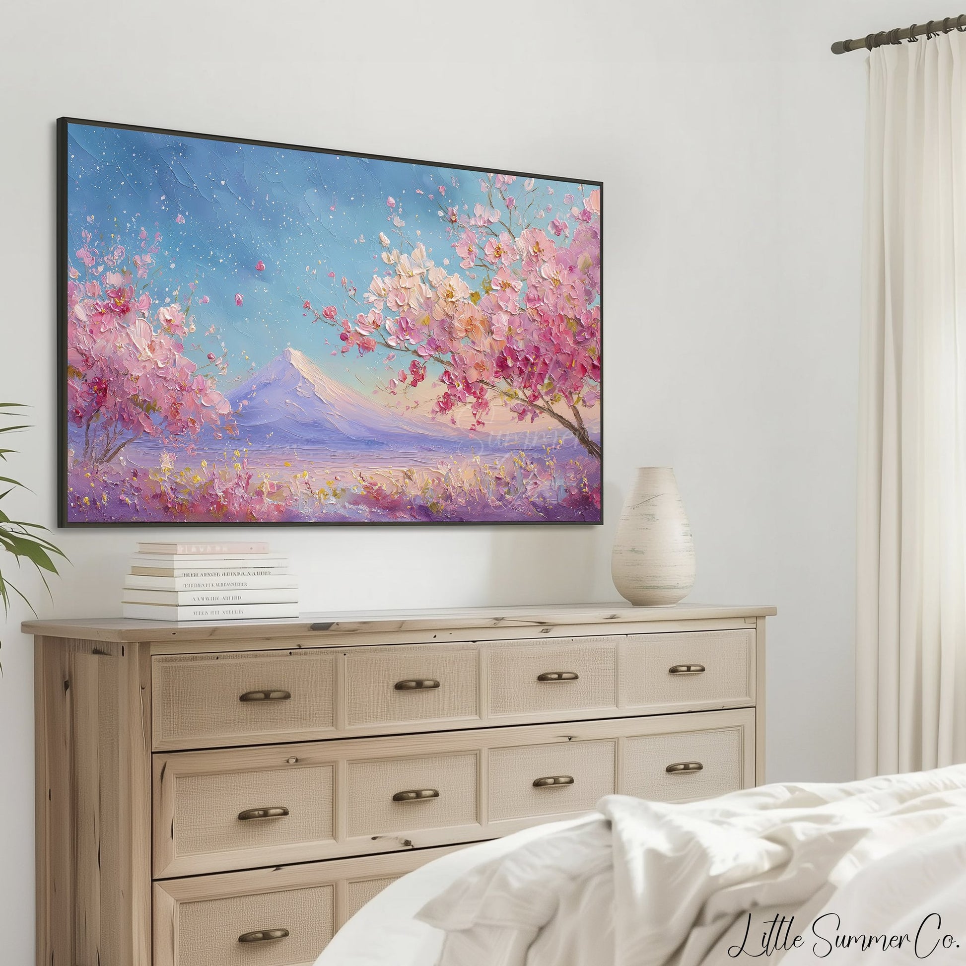 Cherry Blossom Fuji Spring Frame TV Art displayed on a TV
