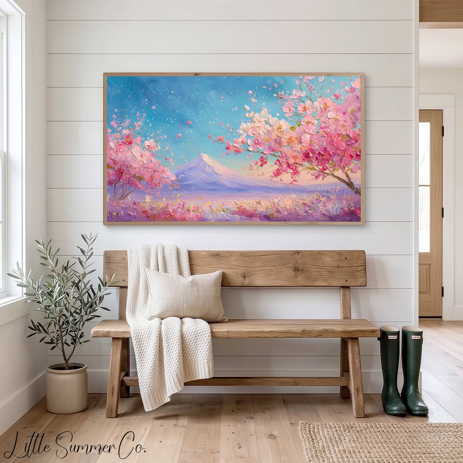 Cherry Blossom Fuji Spring Frame TV Art displayed on a TV