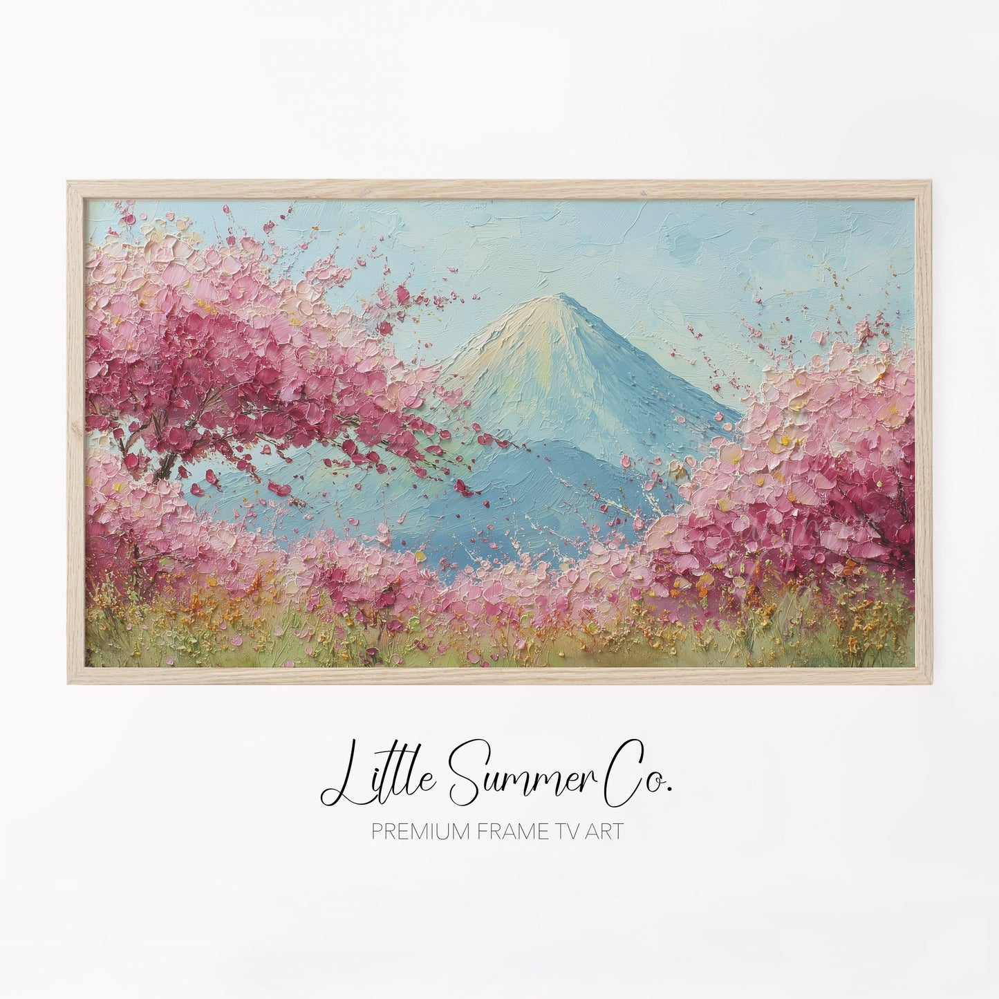 Cherry Blossoms Mount Fuji Frame TV Art displayed on a TV