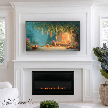 Diwali Garden Offering Frame TV Art displayed on a TV