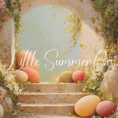 Easter Eggs Ivy Archway Steps Frame TV Art displayed on a TV