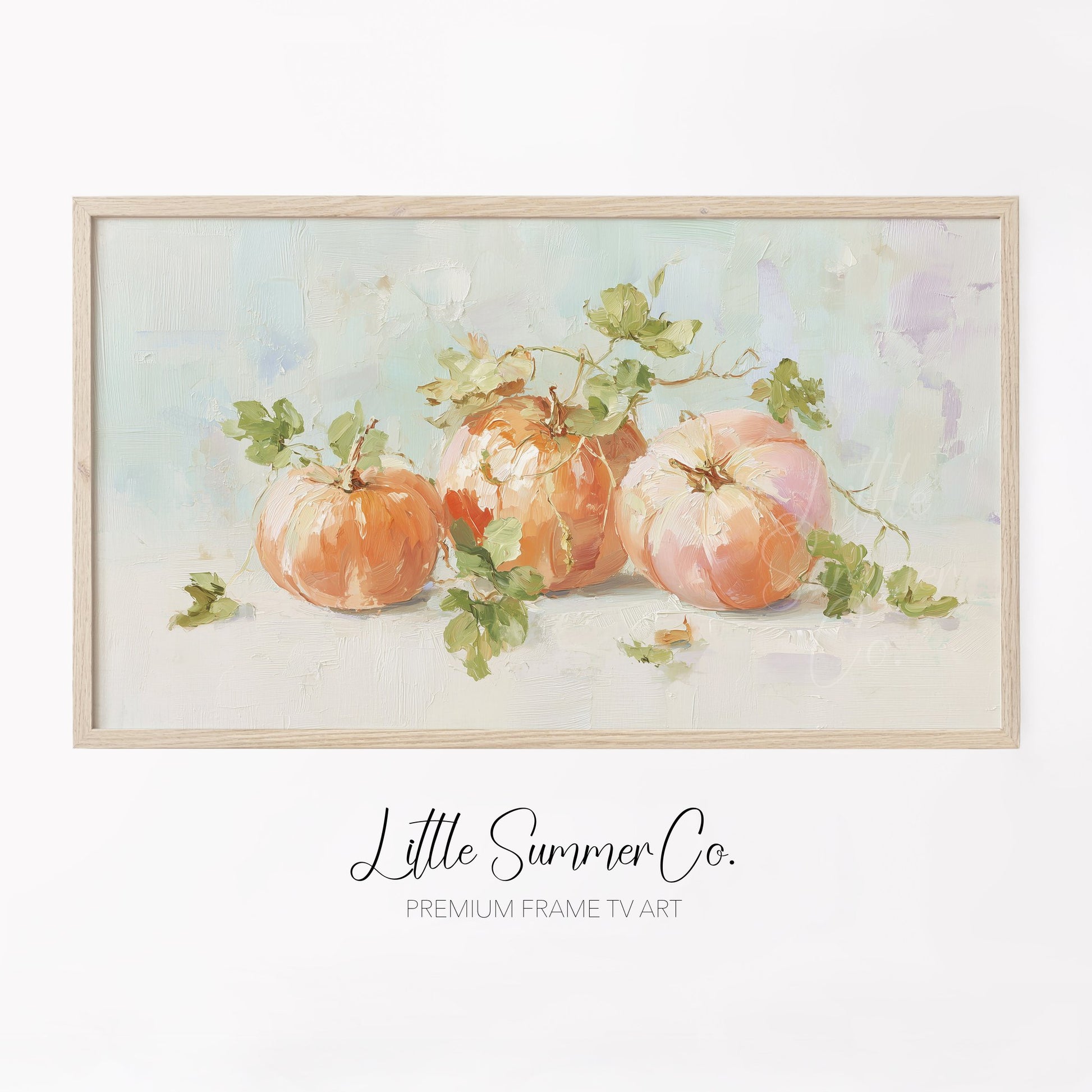 Peach Pumpkins Frame TV Art displayed on a TV