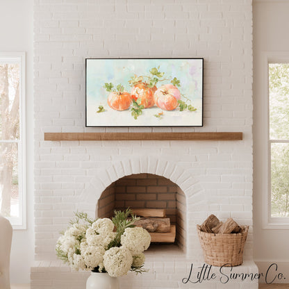 Peach Pumpkins Frame TV Art displayed on a TV