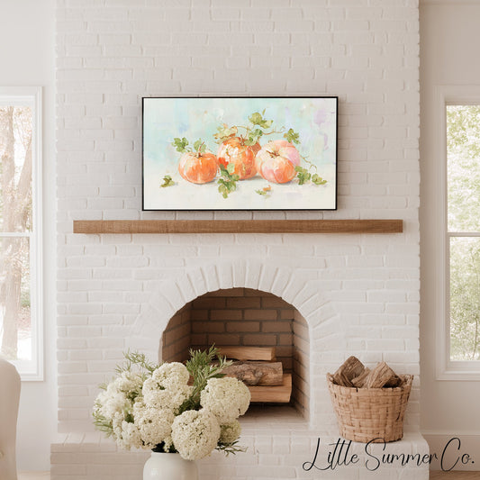 Peach Pumpkins Frame TV Art displayed on a TV