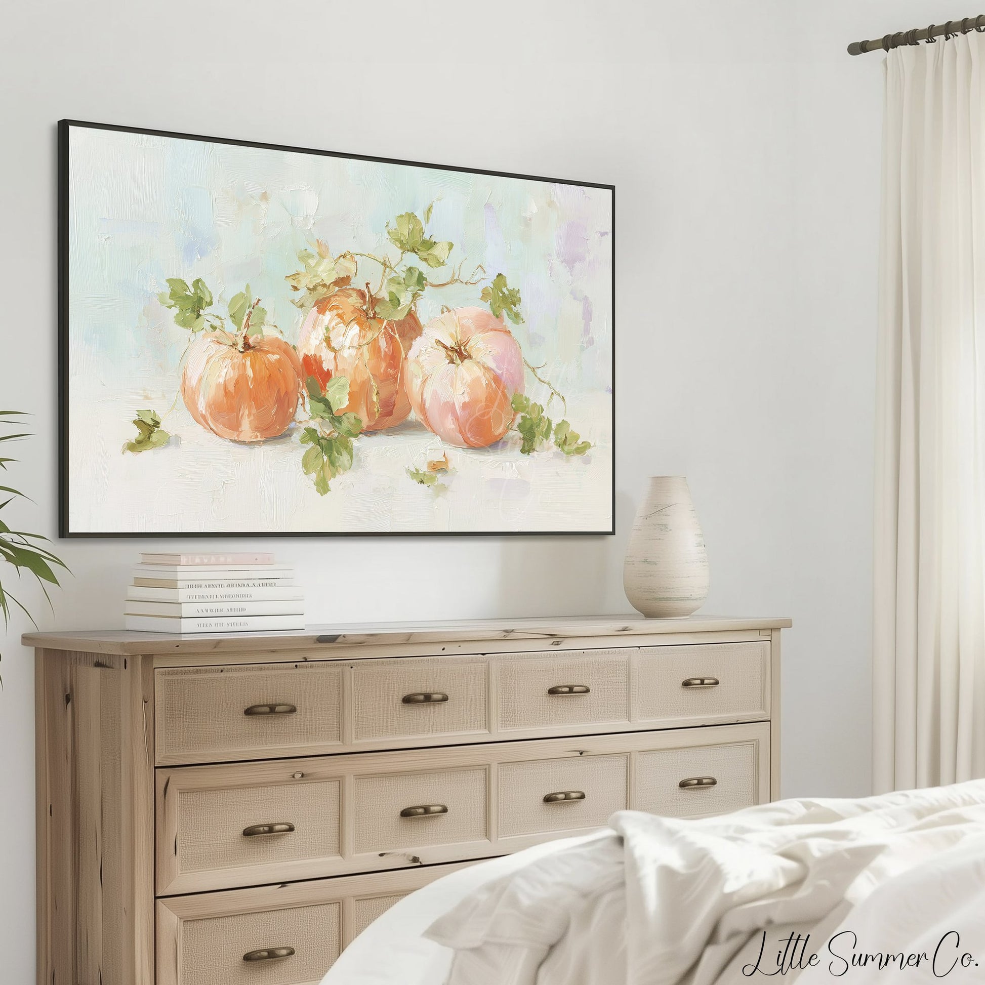 Peach Pumpkins Frame TV Art displayed on a TV