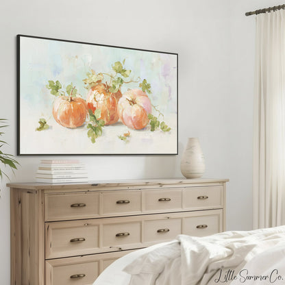 Peach Pumpkins Frame TV Art displayed on a TV