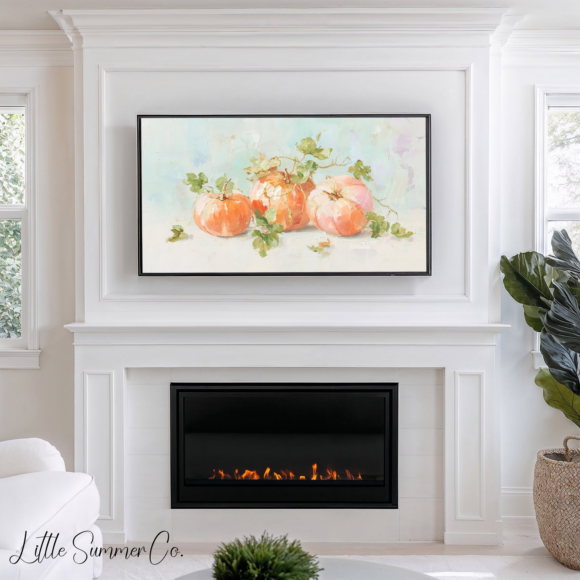 Peach Pumpkins Frame TV Art displayed on a TV