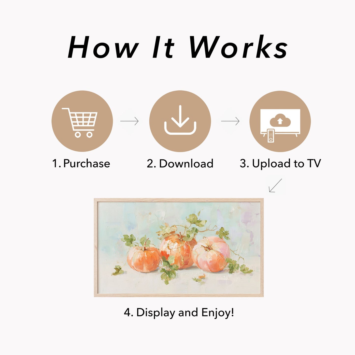 Peach Pumpkins Frame TV Art displayed on a TV