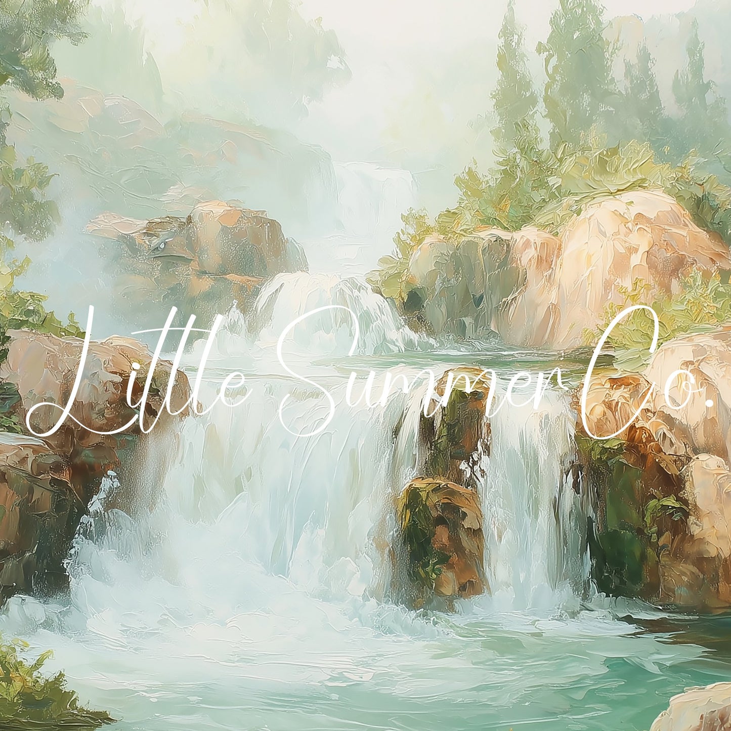 Misty Waterfall Frame TV Art displayed on a TV
