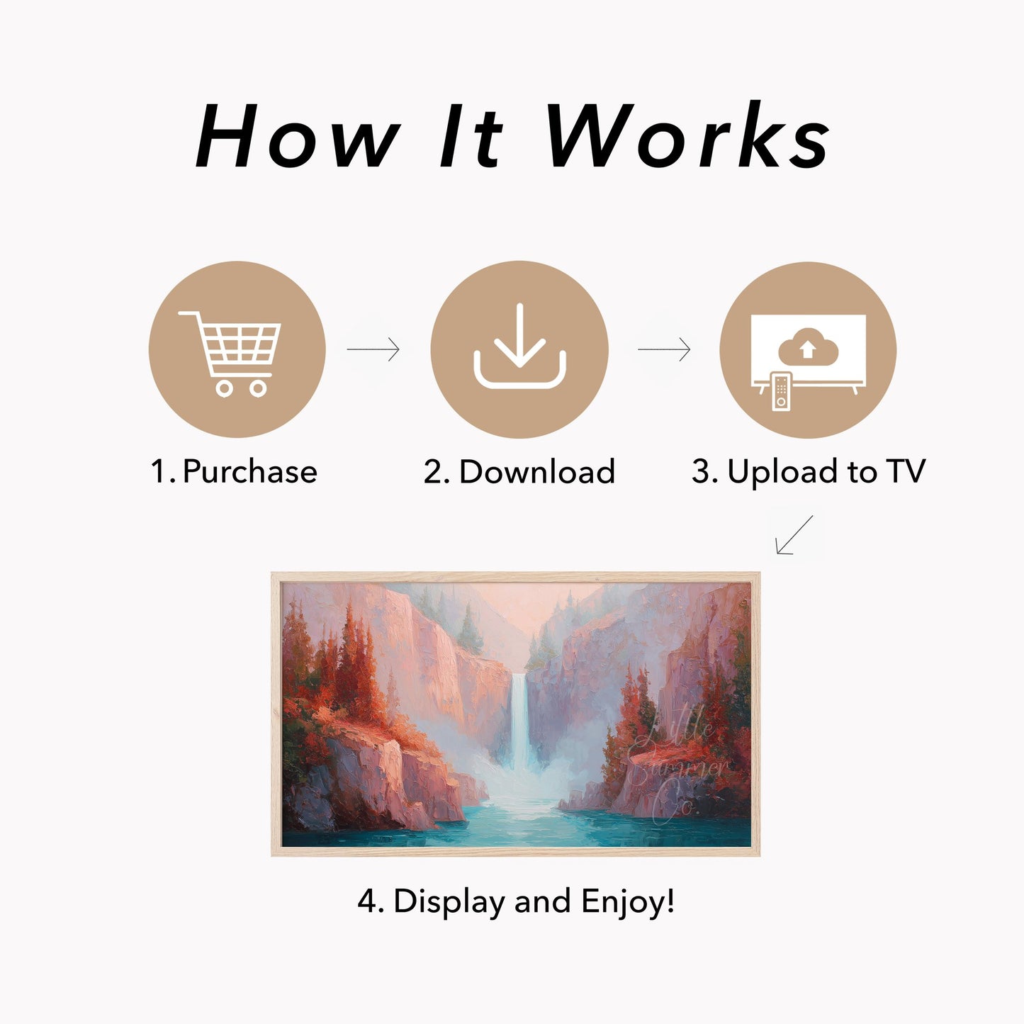 Canyon Waterfall Rock Gorge Frame TV Art displayed on a TV