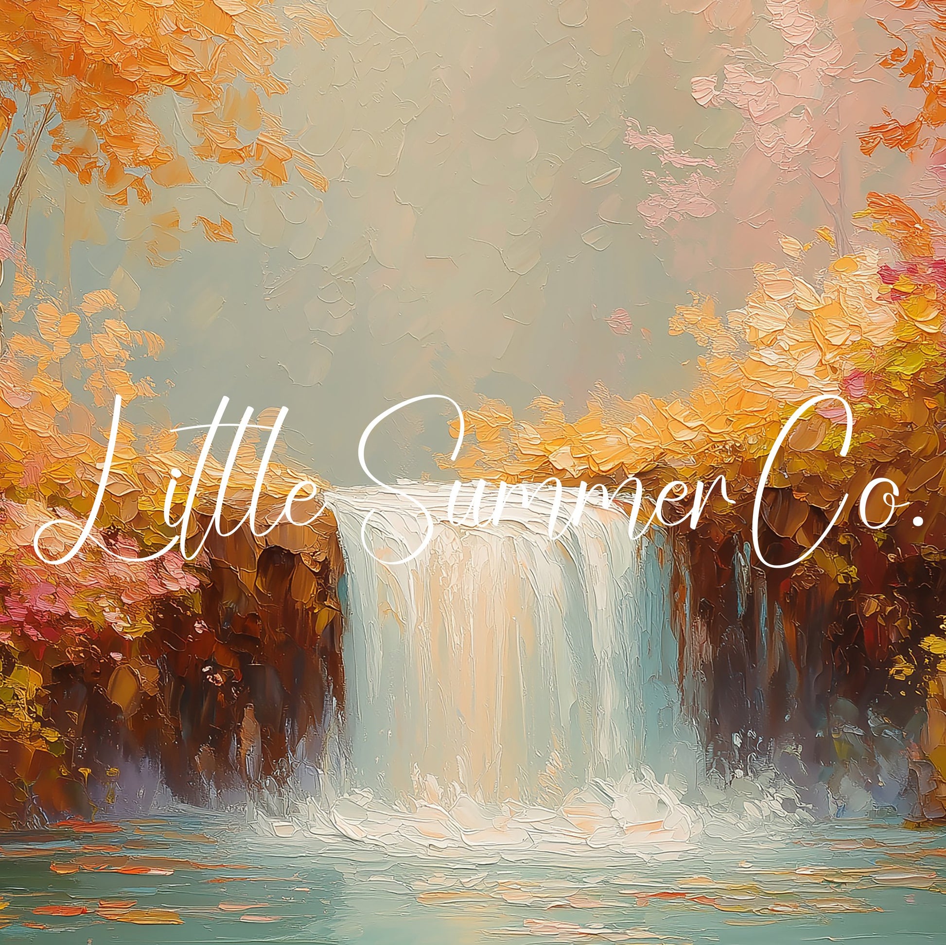 Autumn Waterfall Foliage Frame TV Art displayed on a TV
