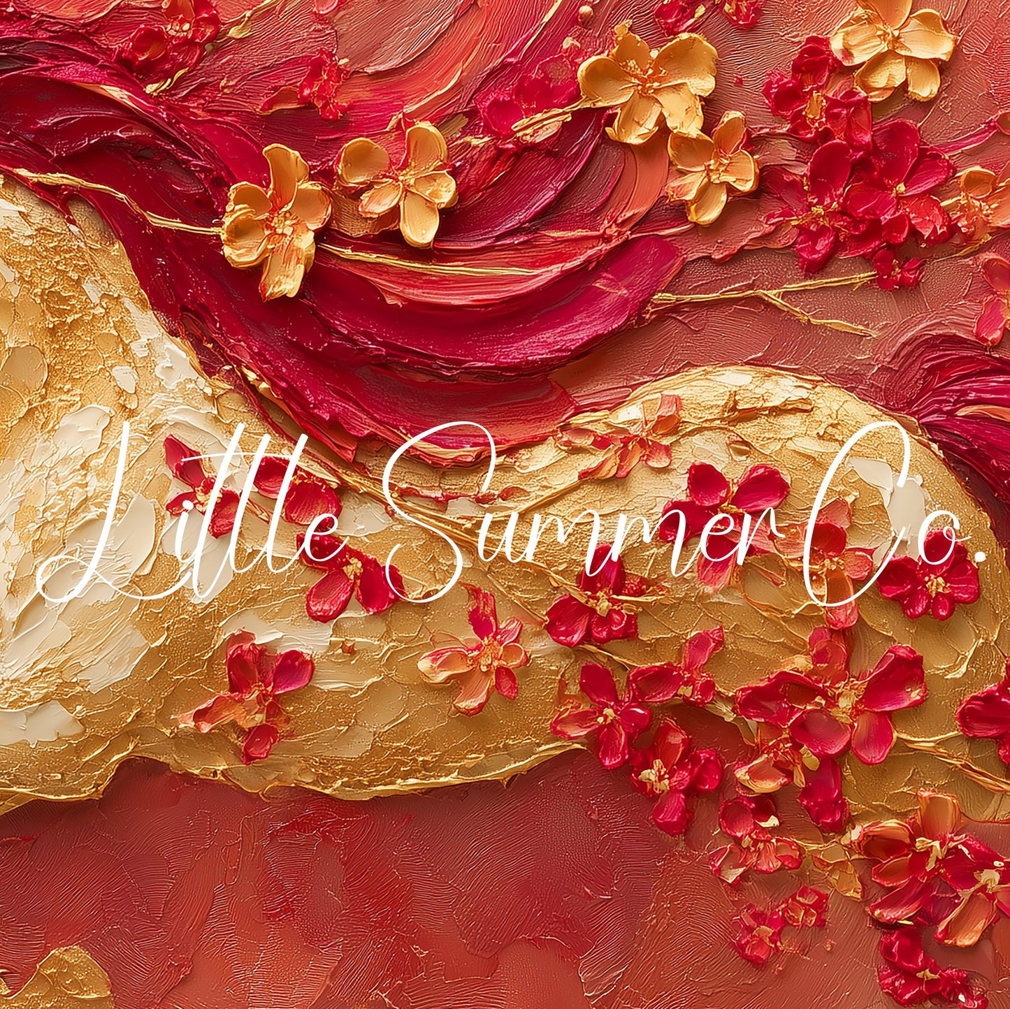 Golden Horse and Blossoms Frame TV Art displayed on a TV