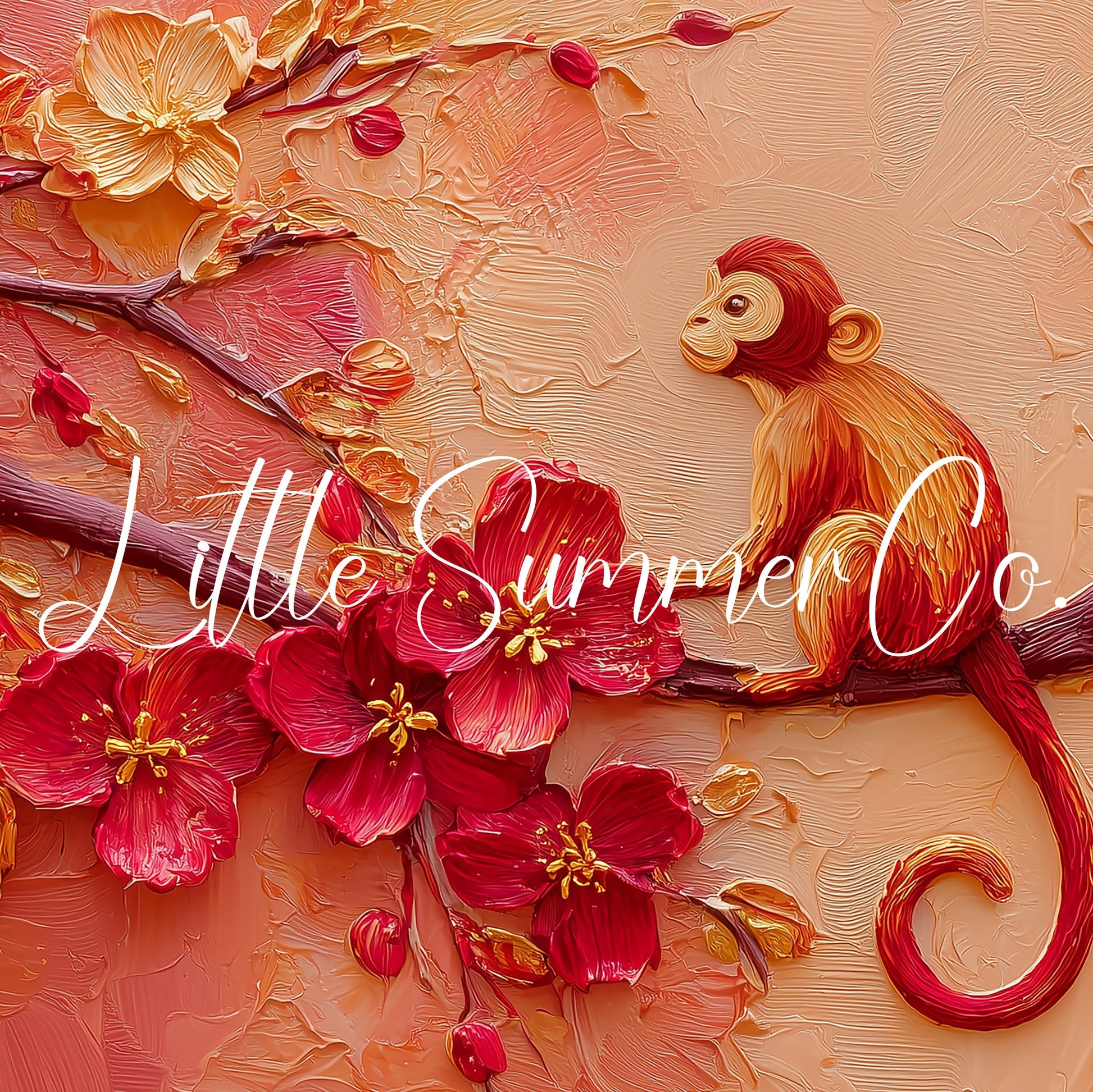 Golden Monkey in Blossoms Frame TV Art displayed on a TV