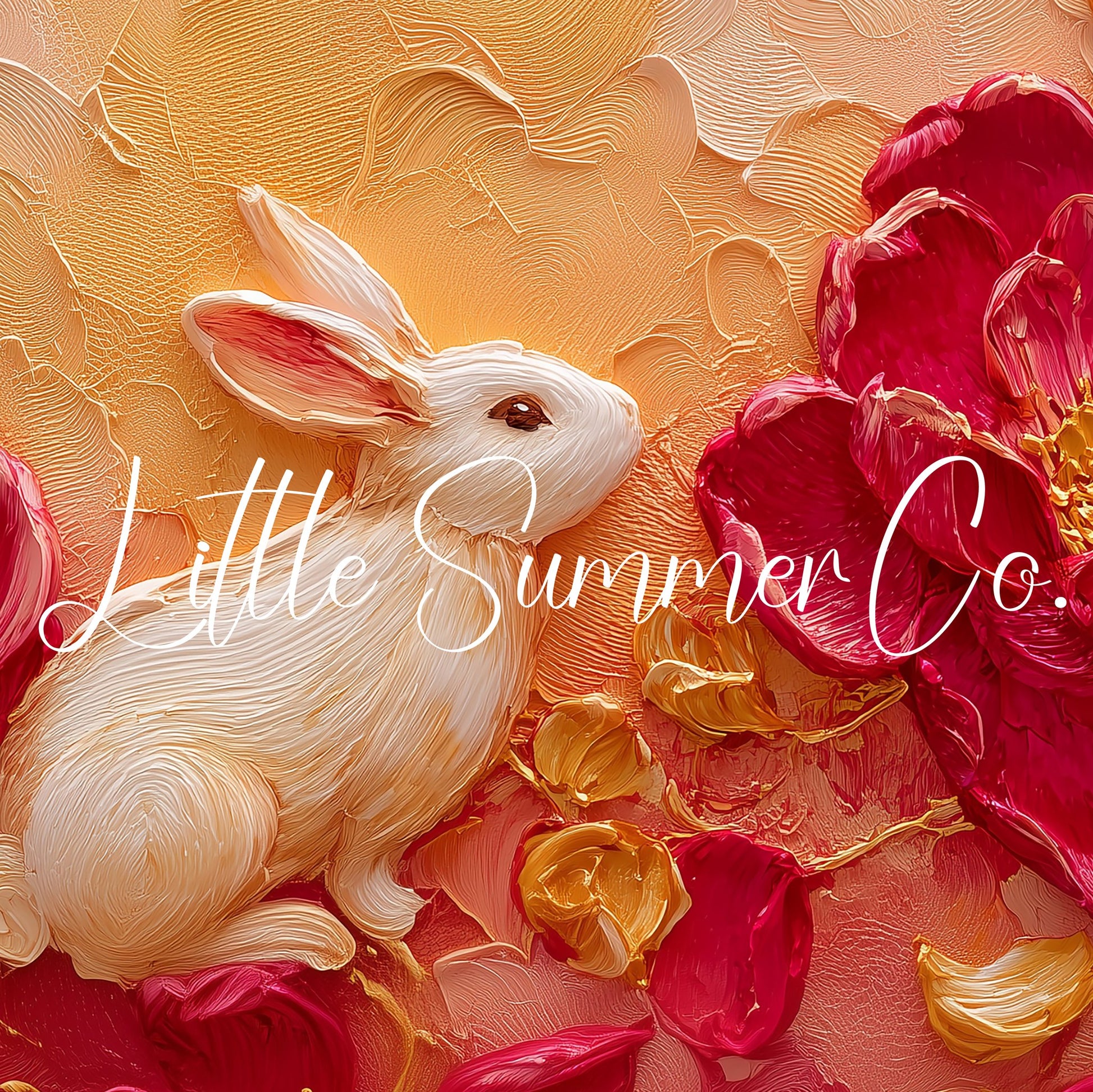 White Rabbit and Peonies Frame TV Art displayed on a TV