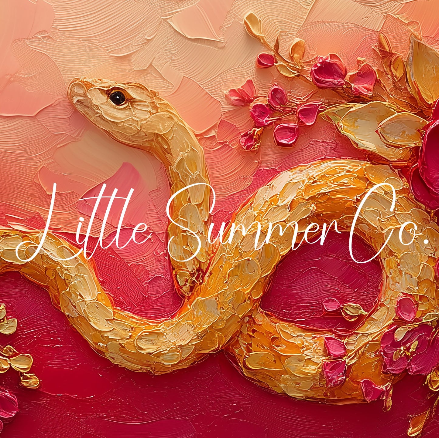 Golden Snake and Peonies Frame TV Art displayed on a TV