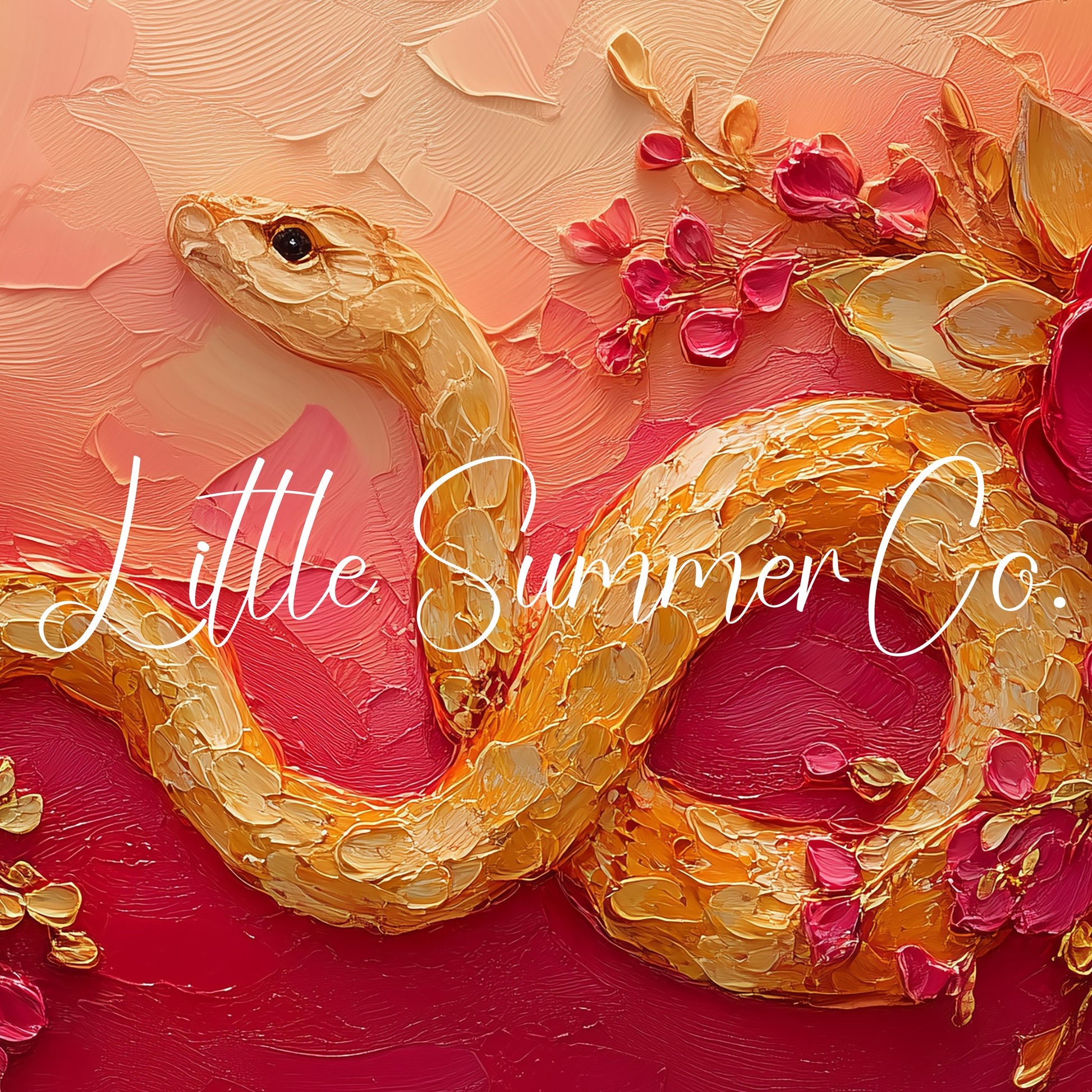Golden Snake and Peonies Frame TV Art displayed on a TV