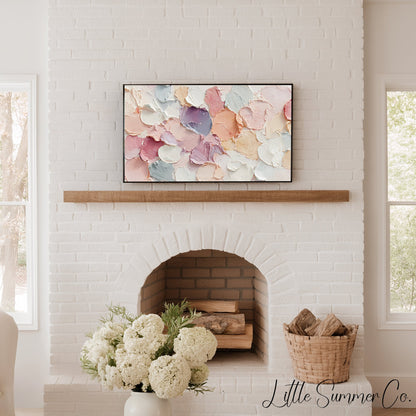 Pastel Round Brushstrokes Frame TV Art displayed on a TV