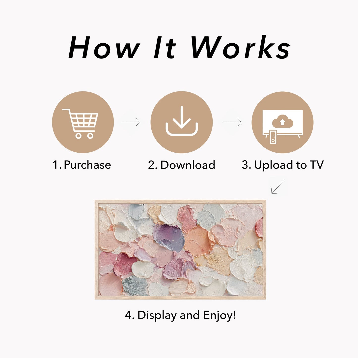 Pastel Round Brushstrokes Frame TV Art displayed on a TV