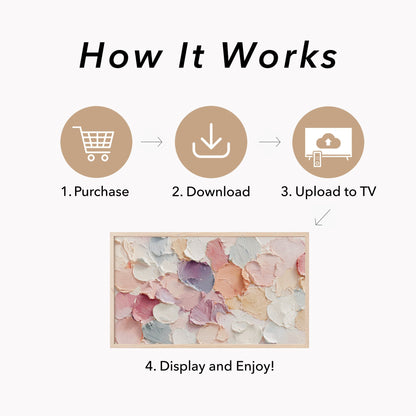 Pastel Round Brushstrokes Frame TV Art displayed on a TV