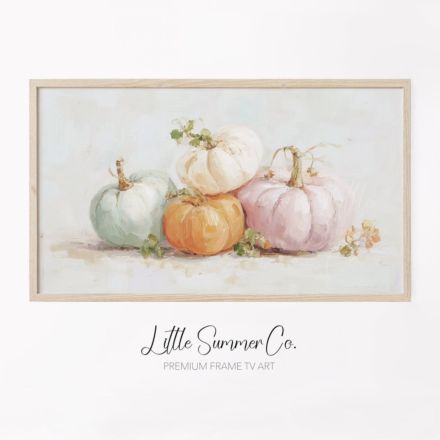 Pastel Pumpkins Frame TV Art displayed on a TV