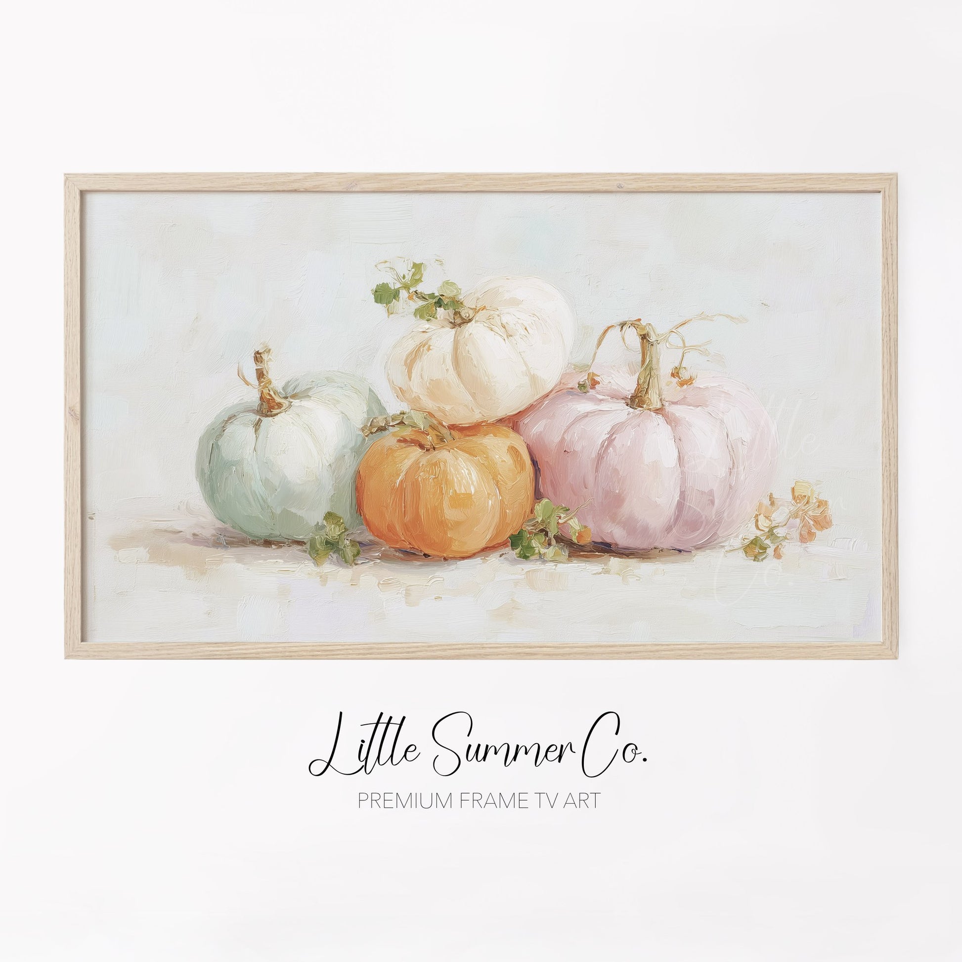 Pastel Pumpkins Frame TV Art displayed on a TV