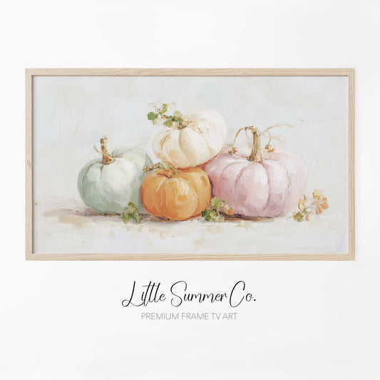 Pastel Pumpkins Frame TV Art displayed on a TV