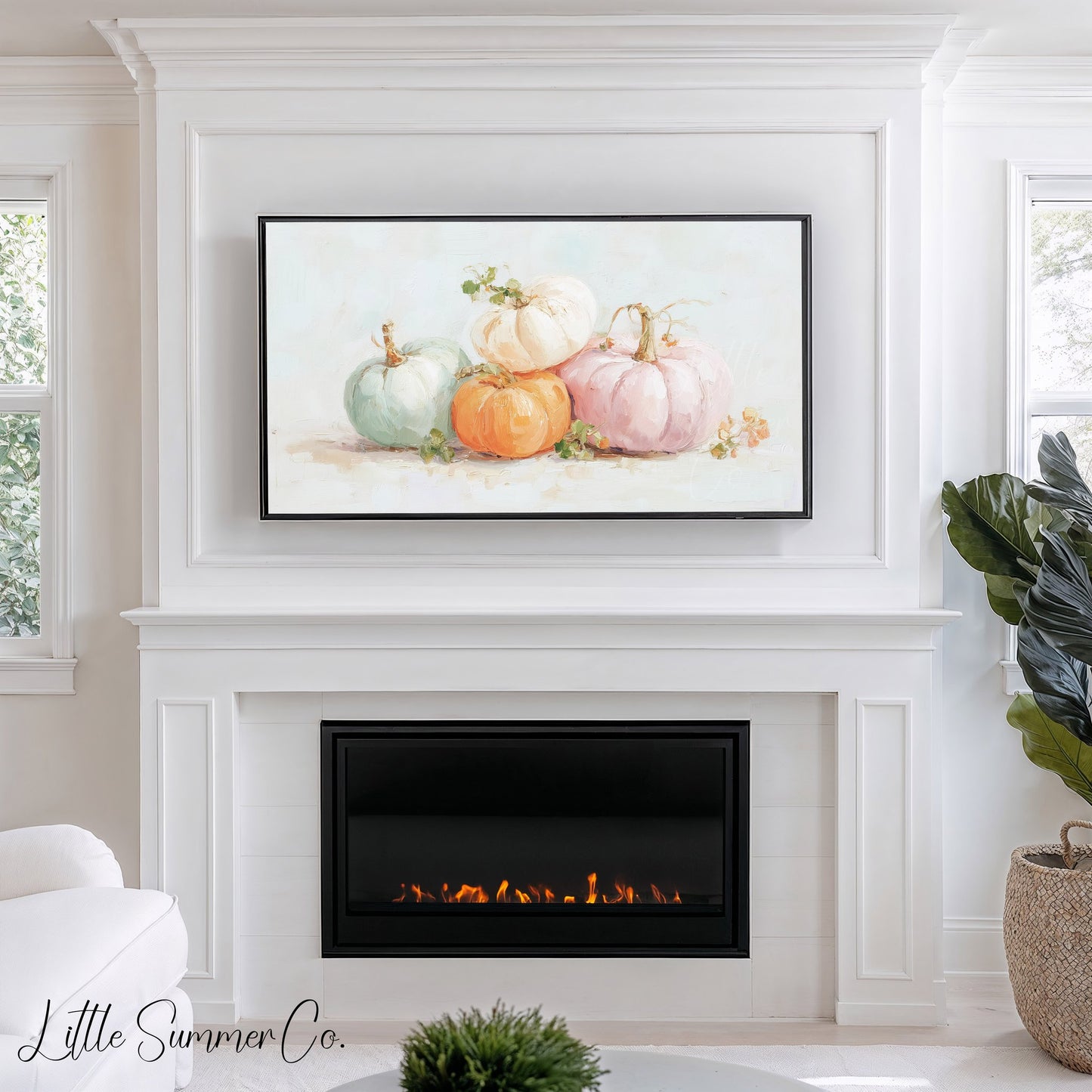 Pastel Pumpkins Frame TV Art displayed on a TV