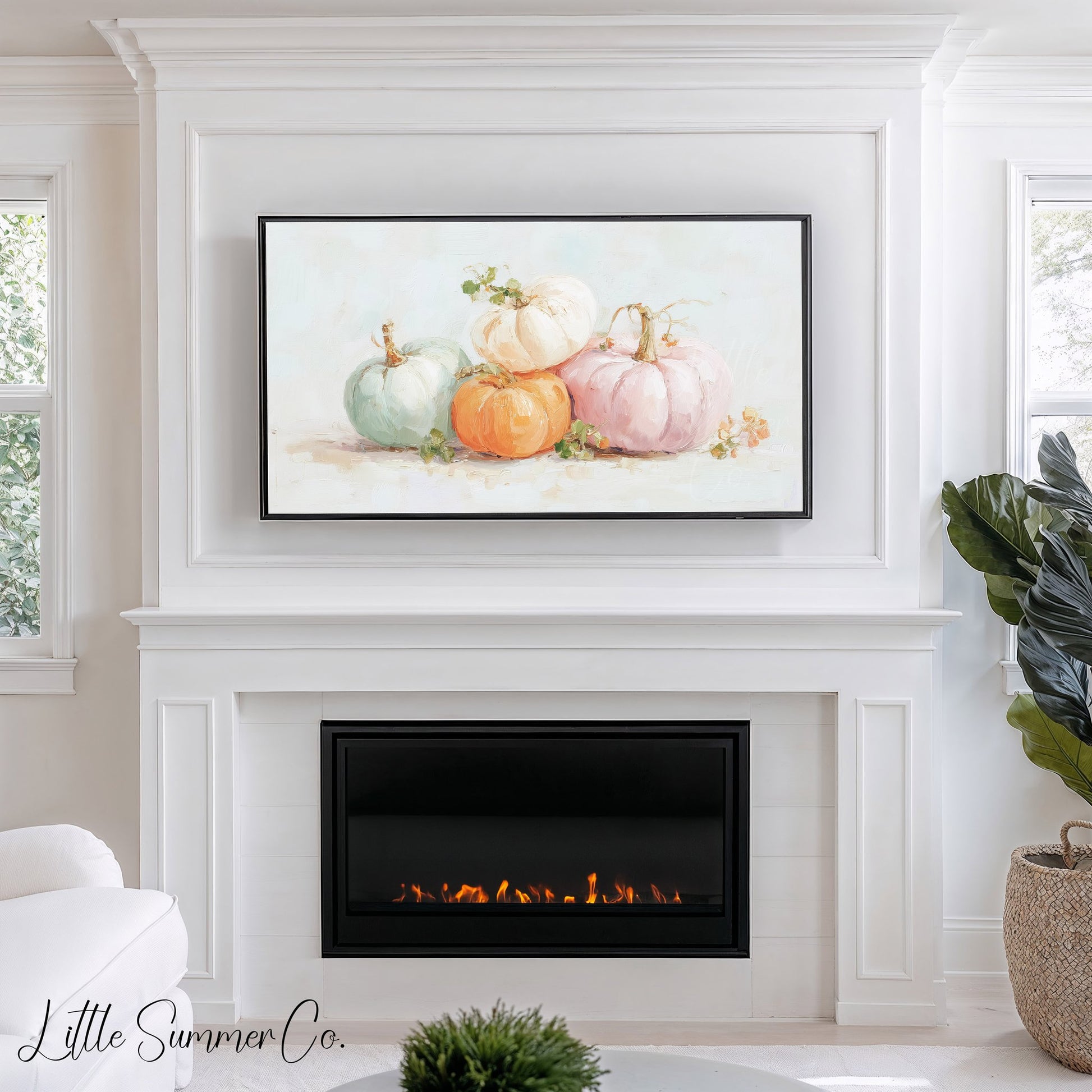 Pastel Pumpkins Frame TV Art displayed on a TV