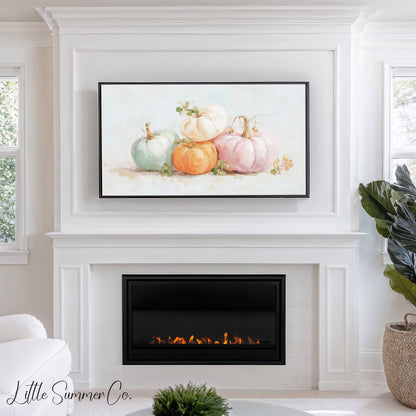 Pastel Pumpkins Frame TV Art displayed on a TV