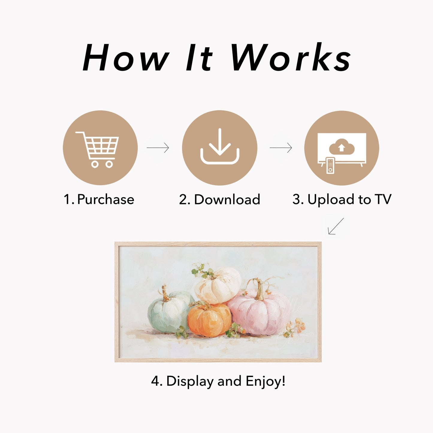 Pastel Pumpkins Frame TV Art displayed on a TV