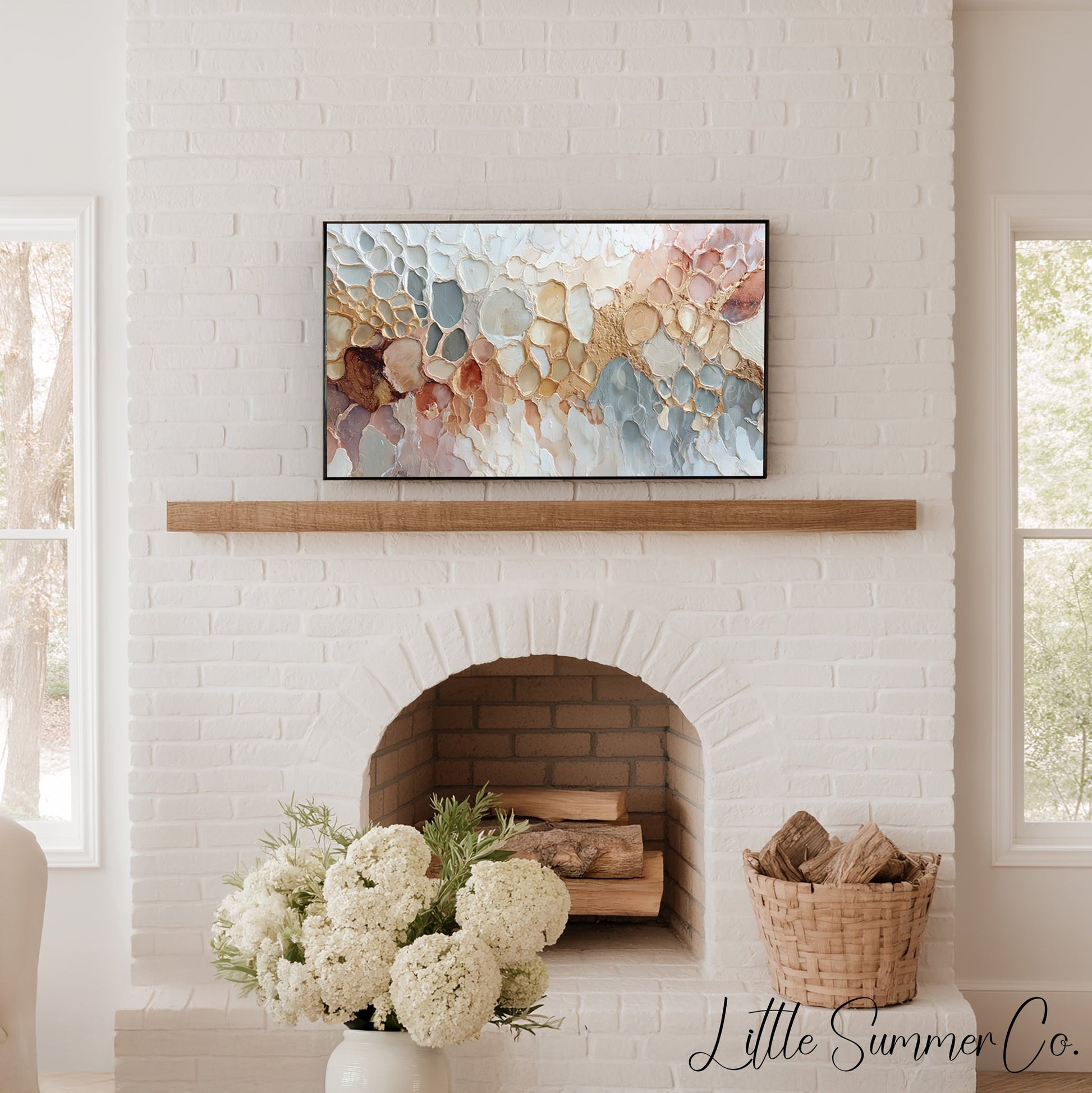 Organic Pebble Texture Frame TV Art displayed on a TV