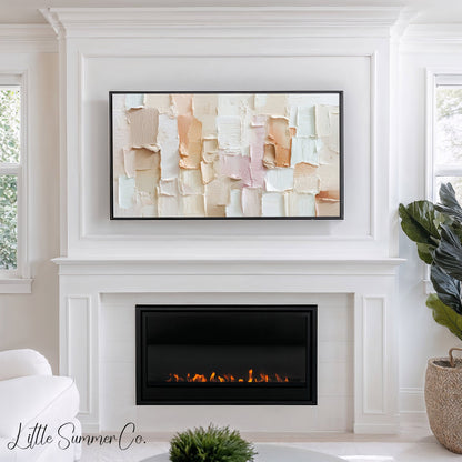 Soft Neutral Patchwork Frame TV Art displayed on a TV