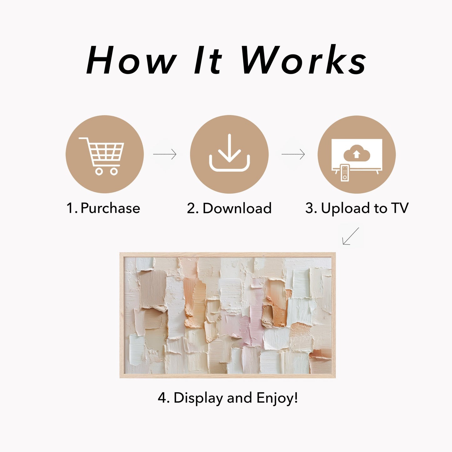 Soft Neutral Patchwork Frame TV Art displayed on a TV