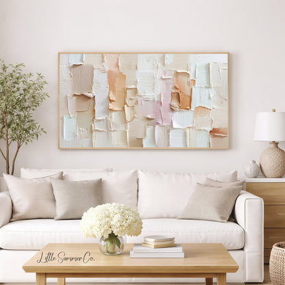 Soft Neutral Patchwork Frame TV Art displayed on a TV