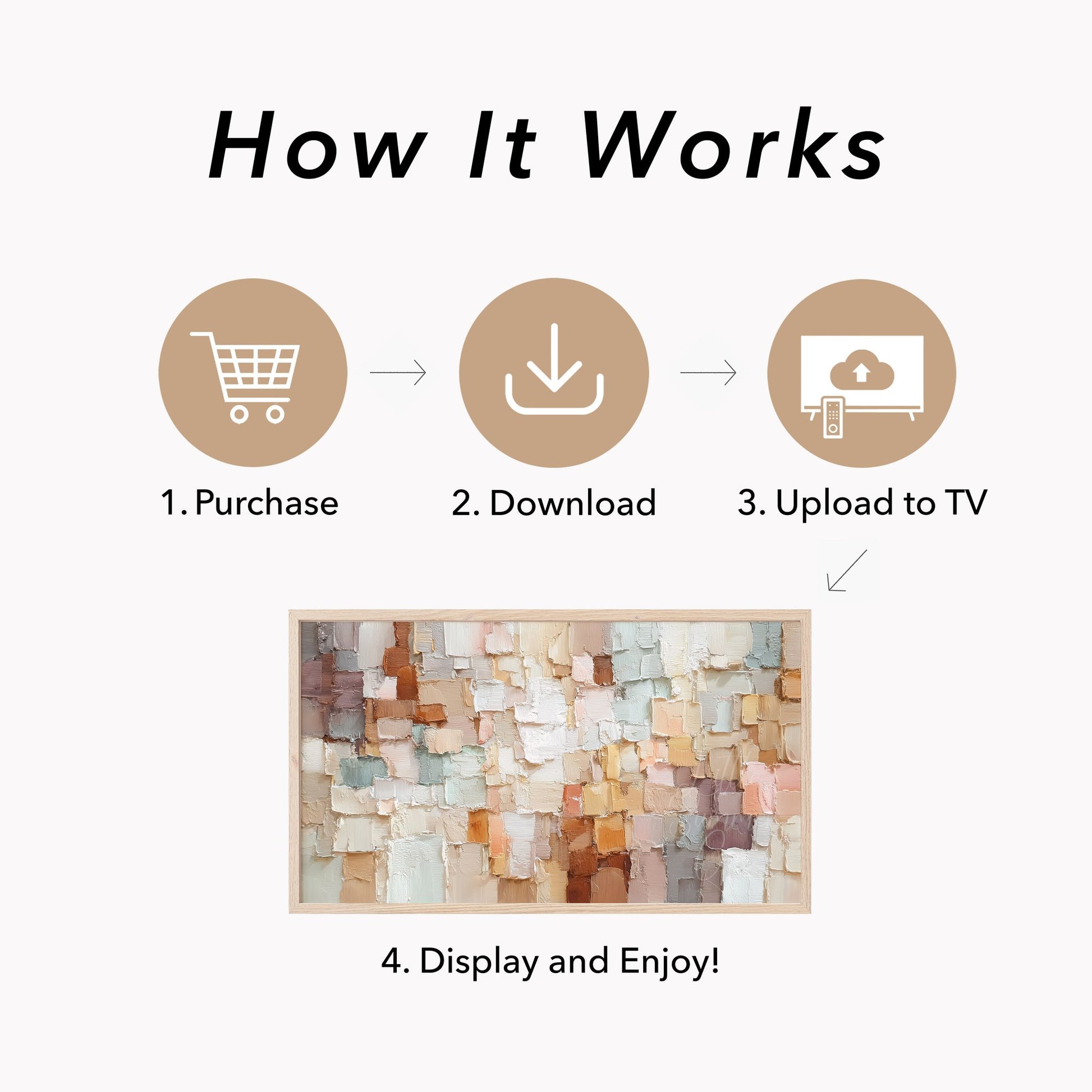 Neutral Mosaic Blocks Frame TV Art displayed on a TV