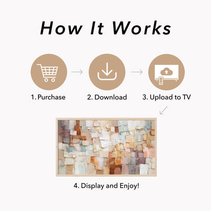 Neutral Mosaic Blocks Frame TV Art displayed on a TV
