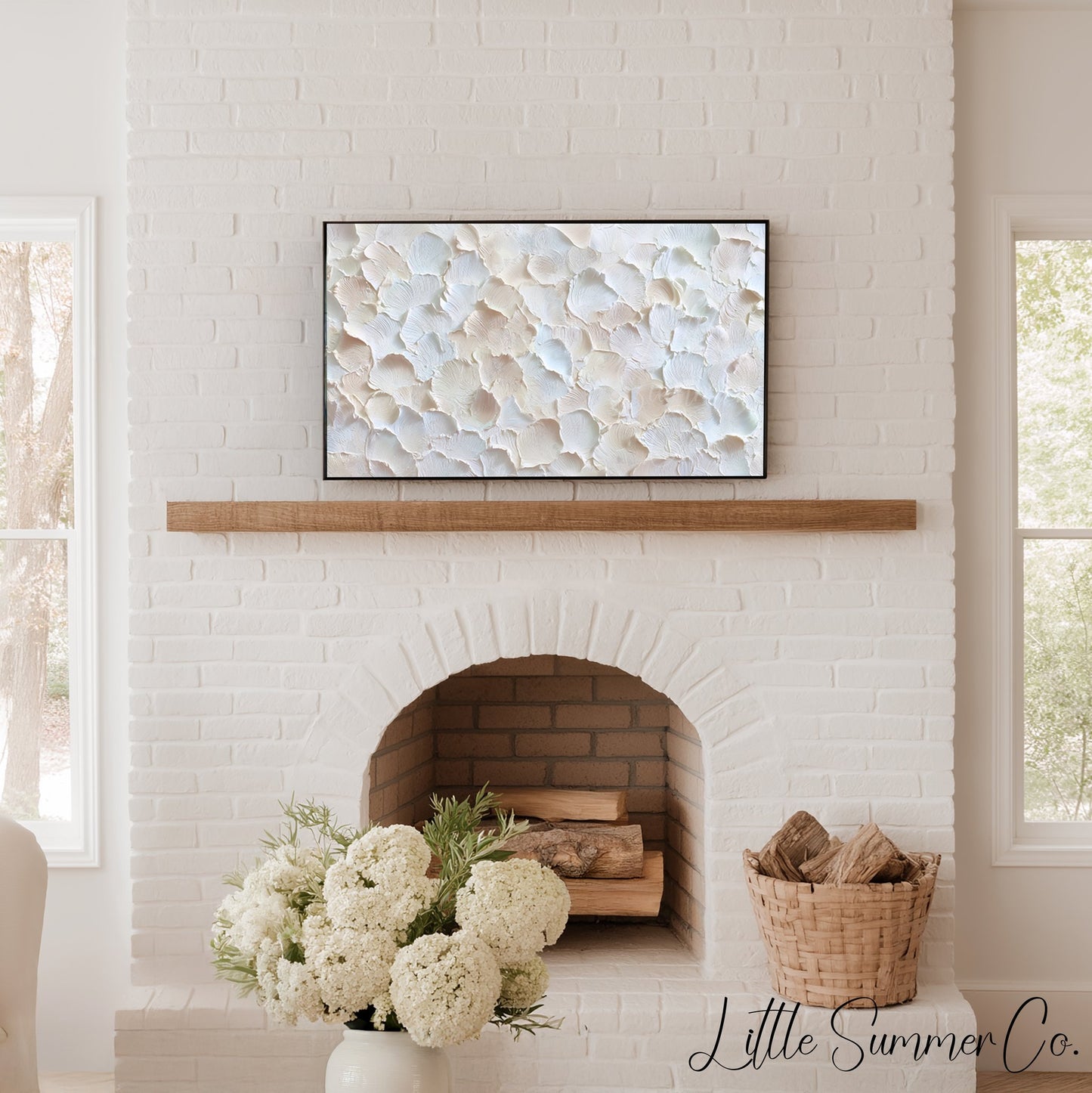 Ivory Petal Texture Frame TV Art displayed on a TV