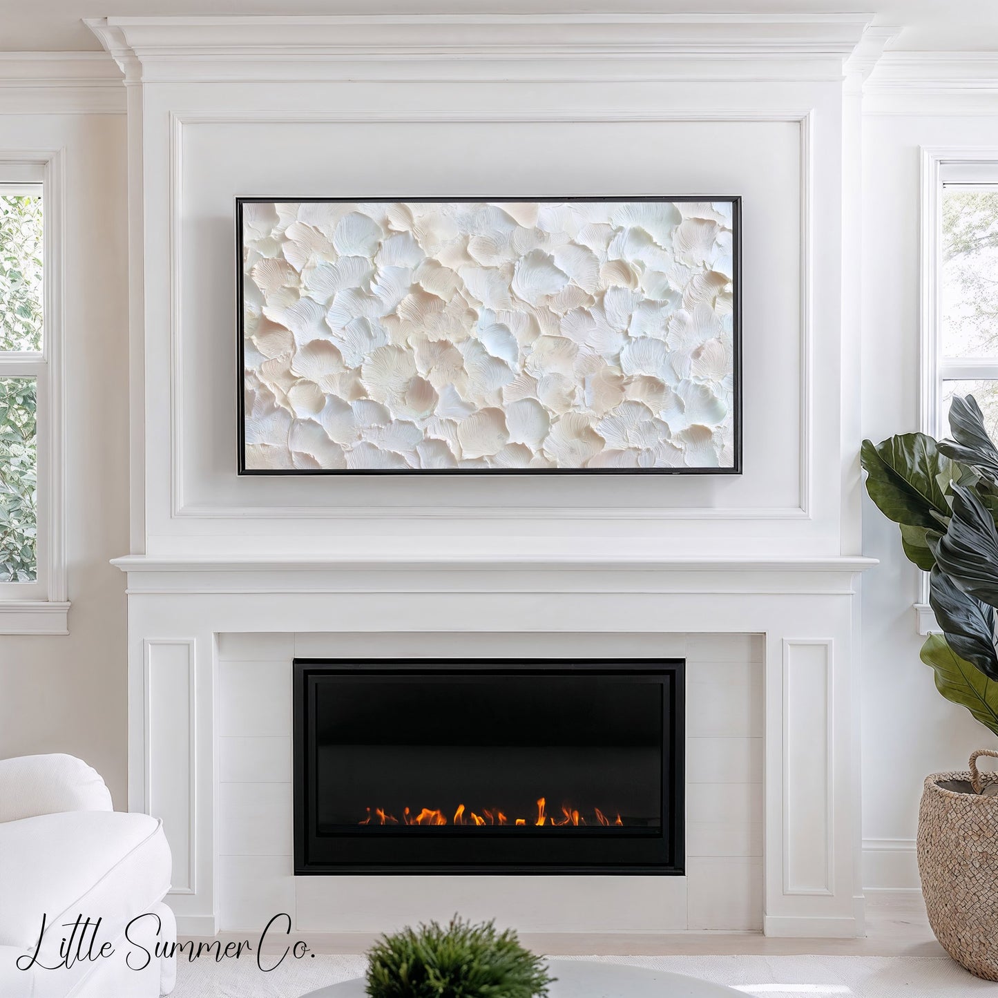 Ivory Petal Texture Frame TV Art displayed on a TV