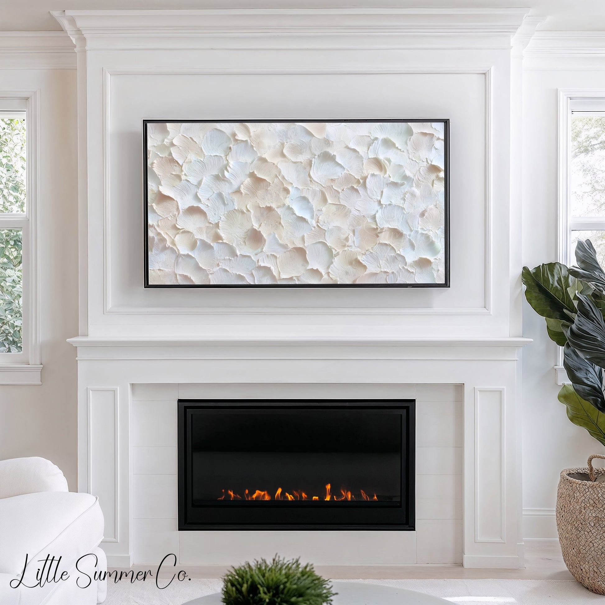 Ivory Petal Texture Frame TV Art displayed on a TV