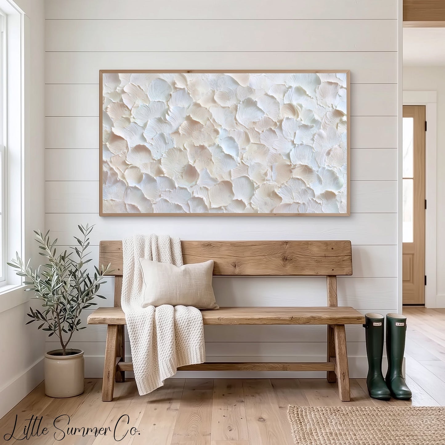 Ivory Petal Texture Frame TV Art displayed on a TV
