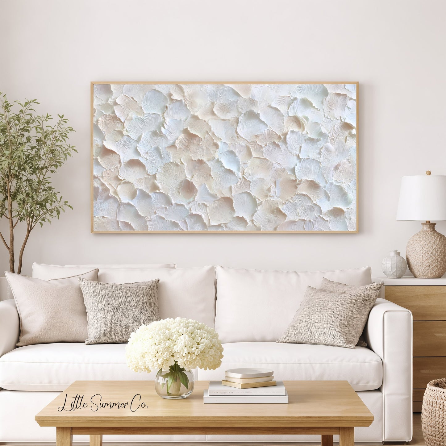 Ivory Petal Texture Frame TV Art displayed on a TV