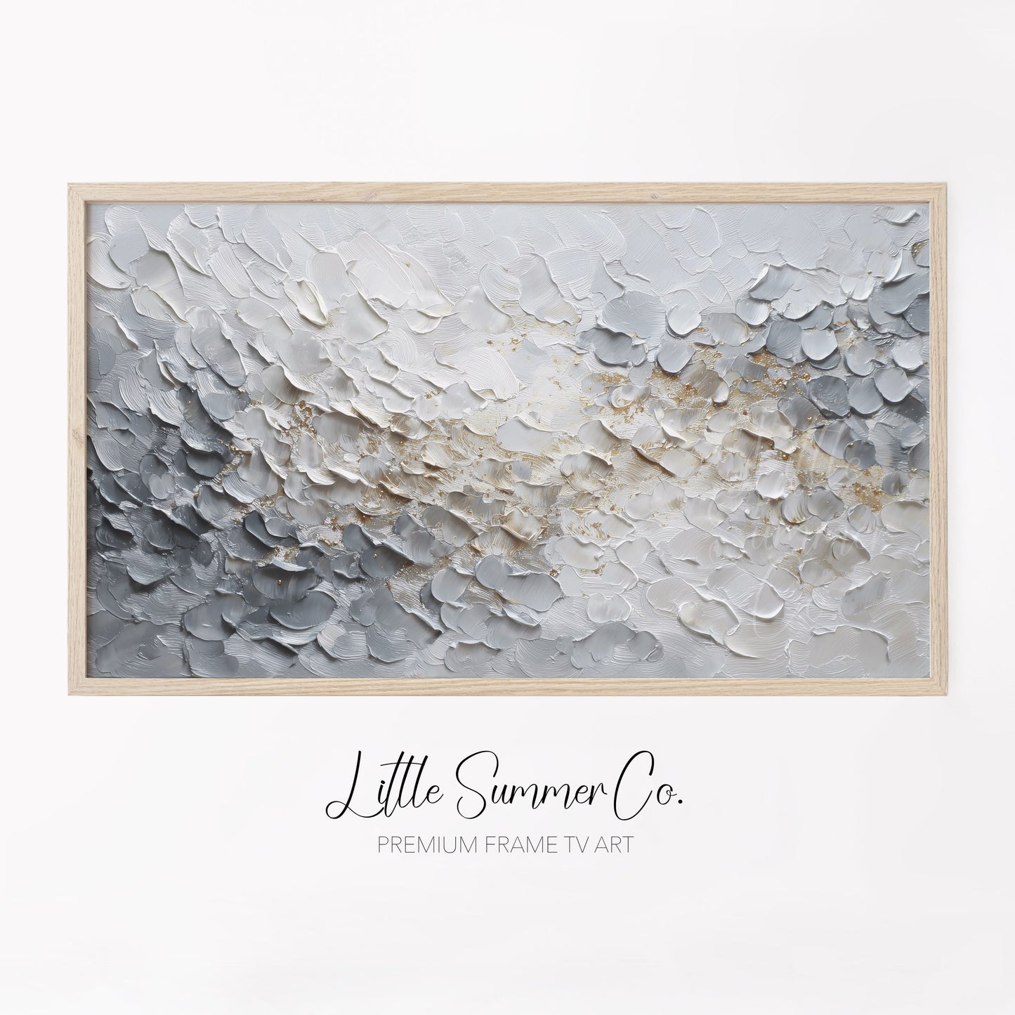 White and Gold Texture Frame TV Art displayed on a TV