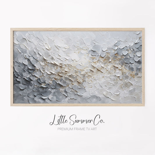 White and Gold Texture Frame TV Art displayed on a TV