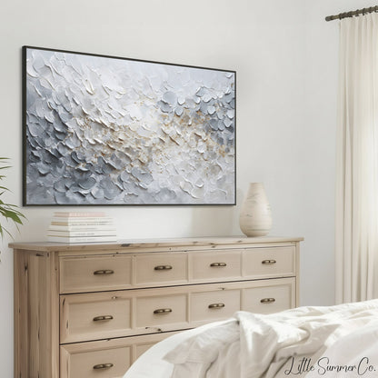 White and Gold Texture Frame TV Art displayed on a TV