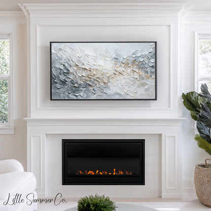 White and Gold Texture Frame TV Art displayed on a TV